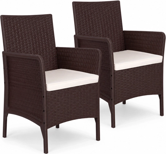 MultiGarden set van 2 tuinstoelen met kussens in rotanlook bruin