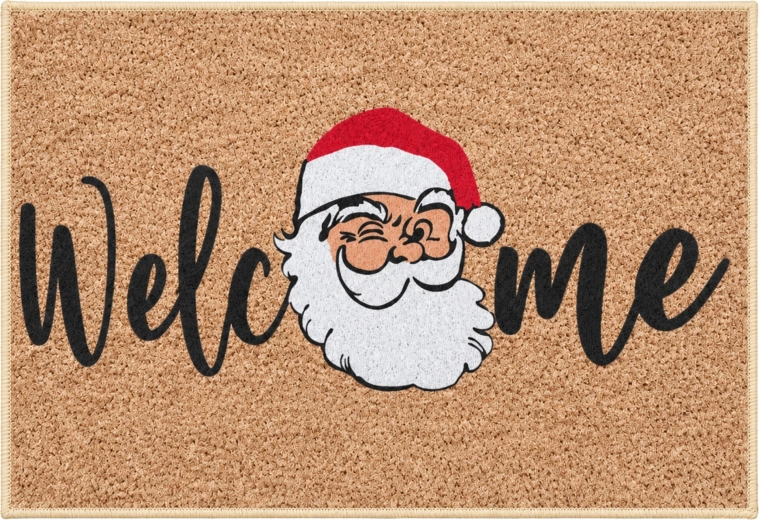 Kerstdeurmat Welcome met de kerstman 50 × 80 cm