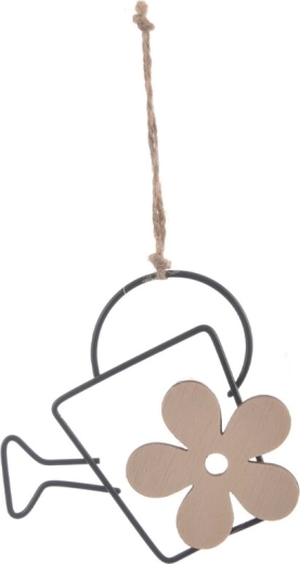 Decoratieve hangende gieter van hout en metaal, zwart, 10 × 10 cm