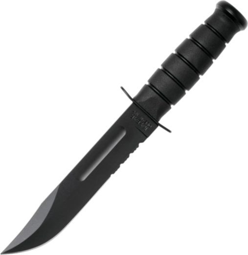 Tactisch gevechtsmes KA-BAR Full Size Black 18 cm met leren schede