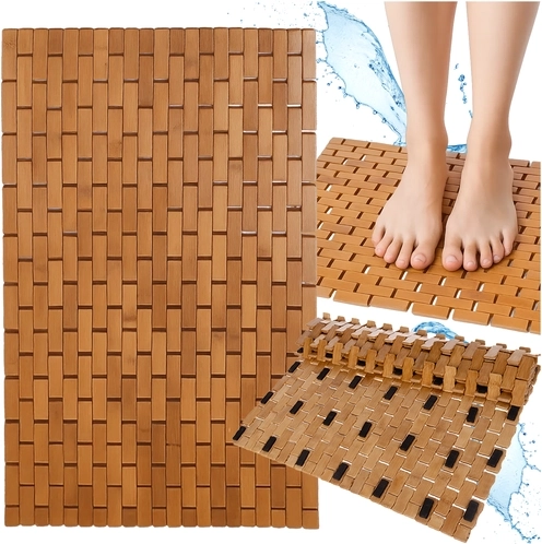 Bamboe antislip badmat RUHHY 80 × 50 cm