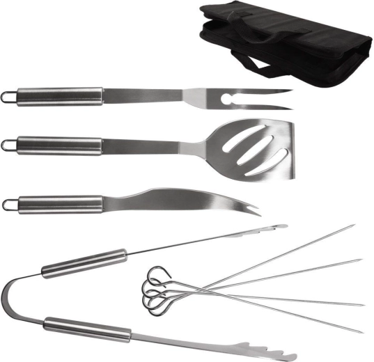 Barbecuegereedschap van roestvrij staal in etui Orion 9-delig