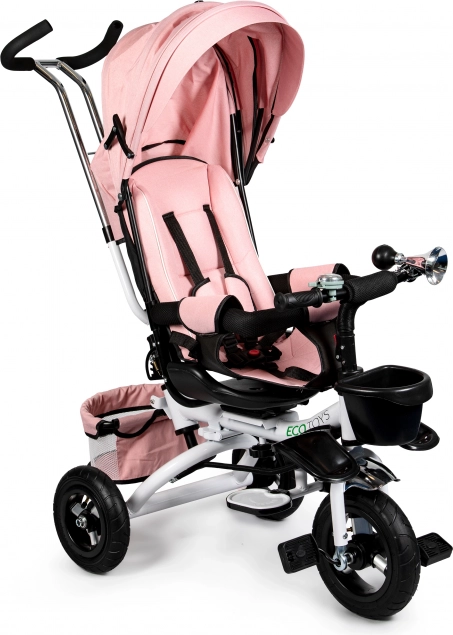 Kinderdriewieler Ecotoys deluxe met 360° draaibare zitting en zonnekap – roze