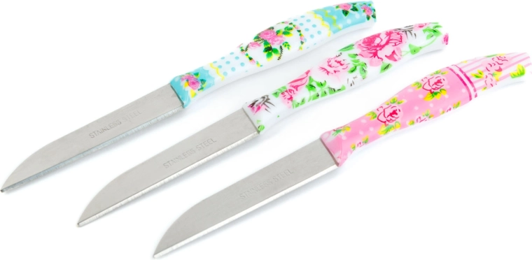 Set keukenmessen met bloemenpatroon, 3 stuks