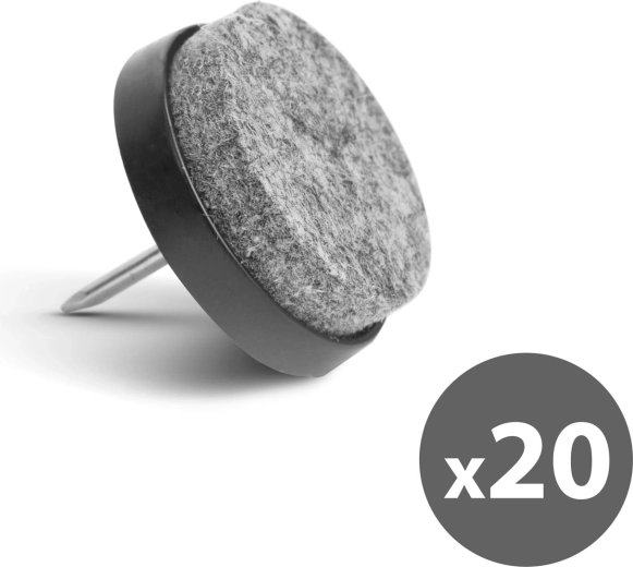 Set meubelglijders met spijker, 20 stuks, grijs