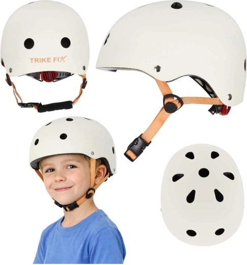 Trike Fix kinderfietshelm met LED, verstelbaar, maat S 48–54 cm, beige