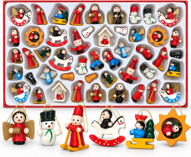 Houten kerstversieringen voor de kerstboom, 48 stuks - 1 stuk