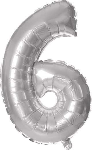 Folieballon TORO cijfer 6, 30 cm – Zilver