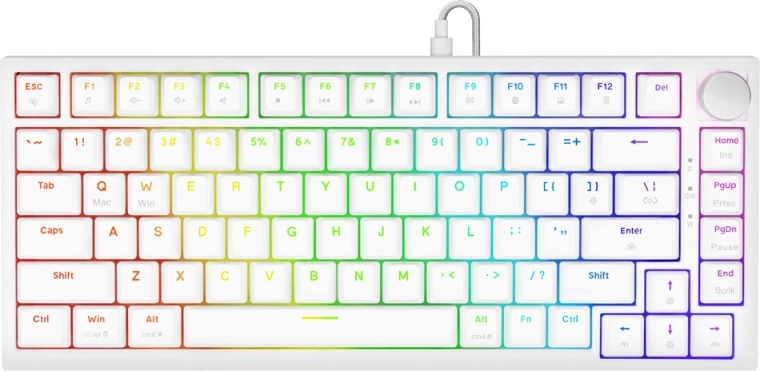 Magnetisch gamingtoetsenbord astral white met outemu white jade-switches en rgb