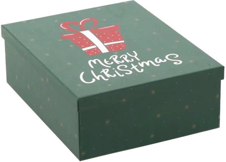Groen kerstgeschenkdoosje Merry Christmas 27 × 21 × 8,5 cm