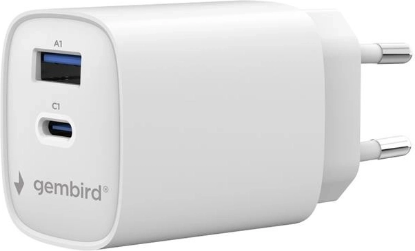 Gembird universele netlader 45 W USB‑C + USB‑A (PD, QC 3.0) wit