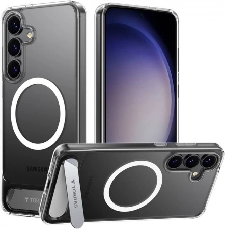 Transparante magnetische hoes TORRAS Pstand met standaard voor SAMSUNG S25+