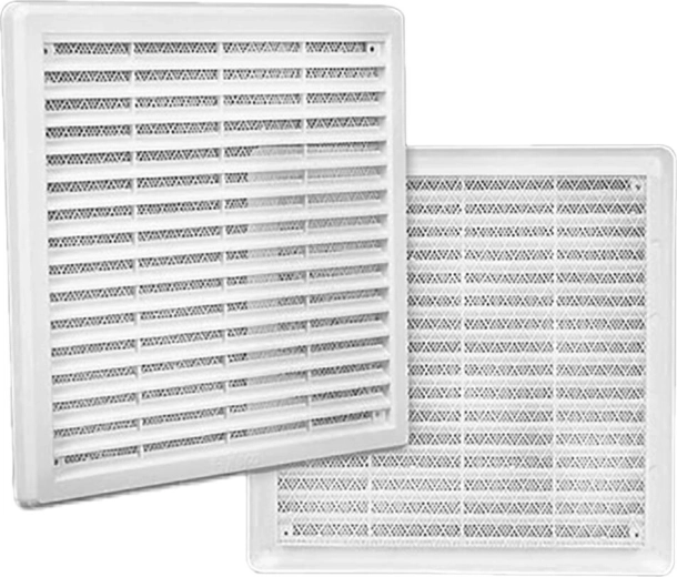 Ventilatierooster met gaas 300 × 300 mm, wit
