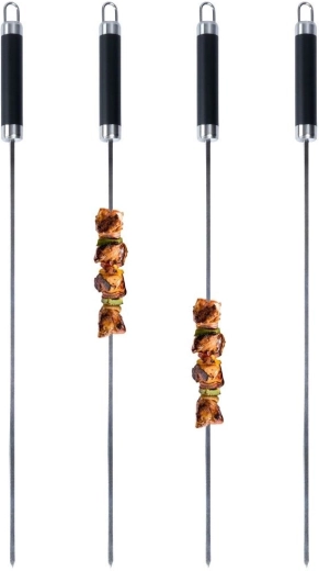 Stalen BBQ-spiezen 47 cm, 4 stuks