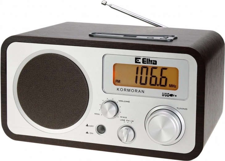 radio kormoran fm/lw met usb, bruin hout