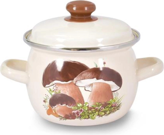 Geëmailleerde kookpot met deksel TORO met paddenstoelmotief, 2,5 l