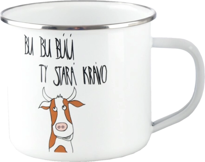 Witte geëmailleerde mok „Bu, bu…” 500 ml