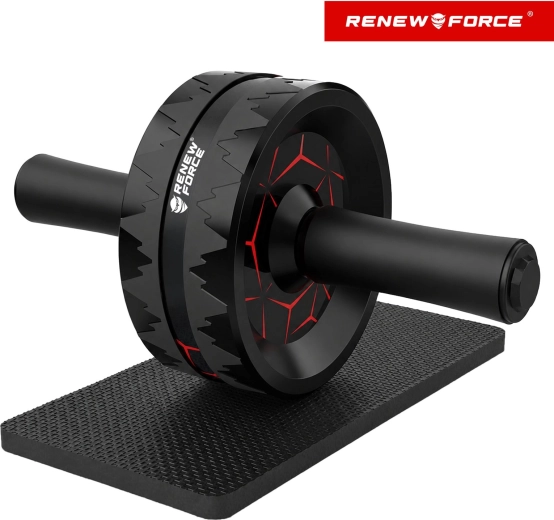 RENEW FORCE roller voor het trainen van de buikspieren met dubbel wiel en kniemat - 1 stuk