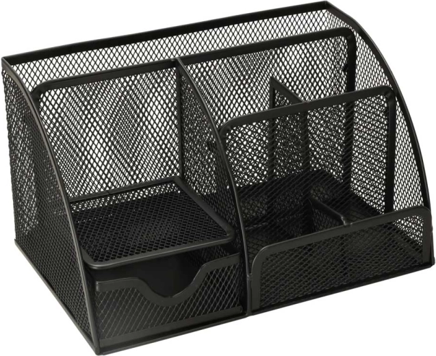 Metalen bureau-organizer met 7 vakken – zwart