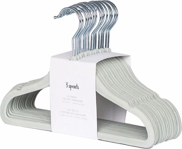 3 Sprouts fluwelen kledinghangers voor kinderen Seafoam, 15 stuks