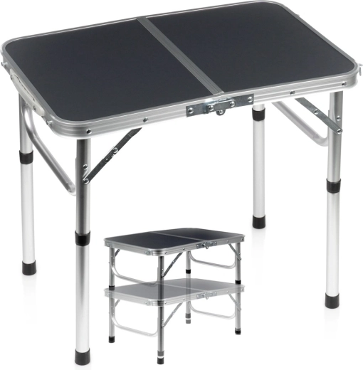 Opvouwbare campingtafel Vilde 2-in-1 met verstelbare hoogte 60 × 40 cm, grafiet