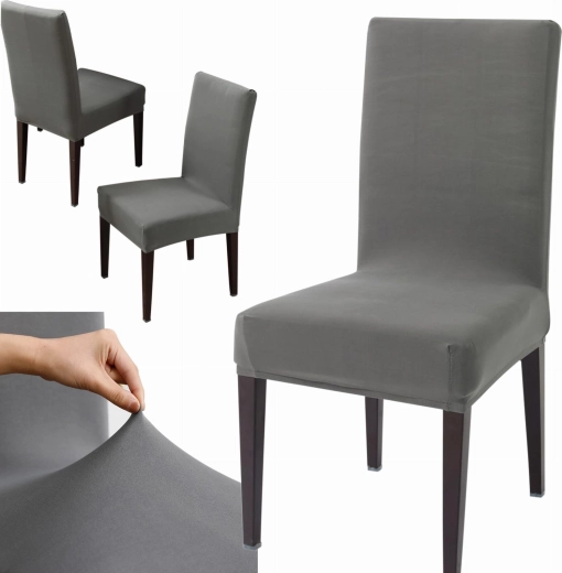 Elastische stoelkussenhoezen, grijs – set van 8 stuks