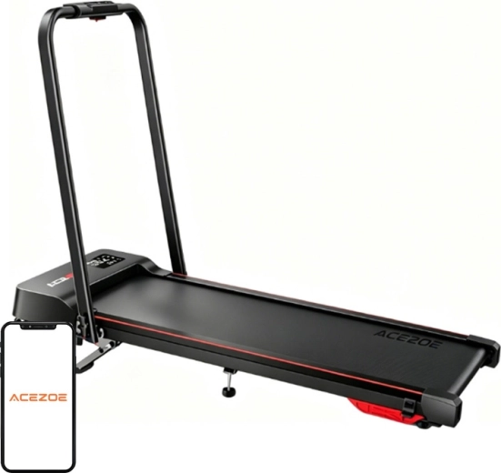 Opvouwbare elektrische loopband ACEZOE P12 2-in-1 met verstelbare helling (zwart/rood)