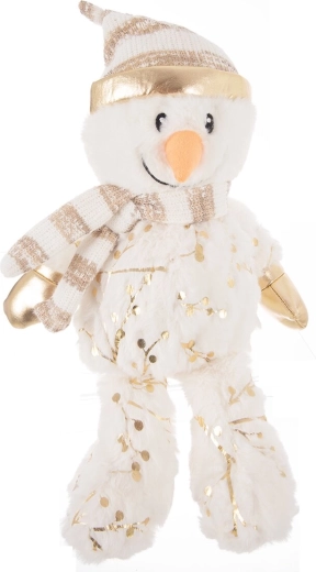 Zittende pluchen sneeuwpop wit 28 cm
