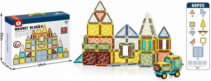 Magnetische 3D-bouwset voor kinderen – 60 onderdelen