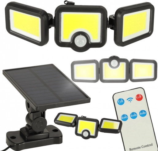 Zonne-LED-schijnwerper 3-in-1 met bewegings- en schemersensor