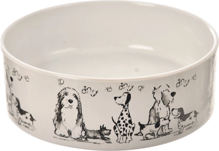 Witte keramische voerbak voor honden 15 × 15 cm