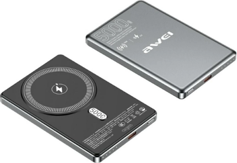 Draadloze powerbank Awei PA-30 MagSafe 5.000 mAh grijs