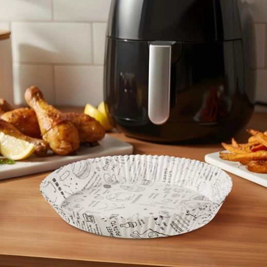 Papieren bakvormpjes voor heteluchtfriteuse, rond, 20 cm, 50 stuks