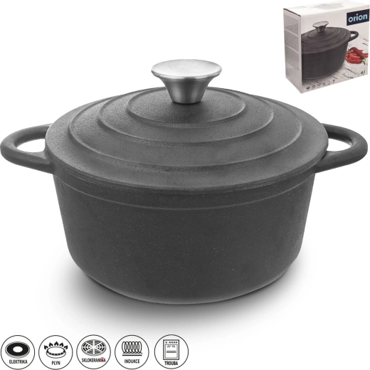 Gietijzeren pan 4 l met deksel