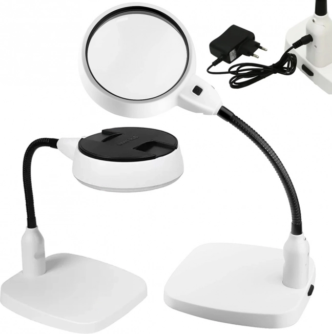 Tafel LED-loupe met flexibele zwanenhals en 10× vergroting