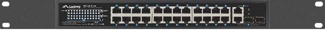 Lanberg switch 24× 100 Mb/s PoE+ met 2× combo-gigabit-uplinks, 250 W, 19"-rack