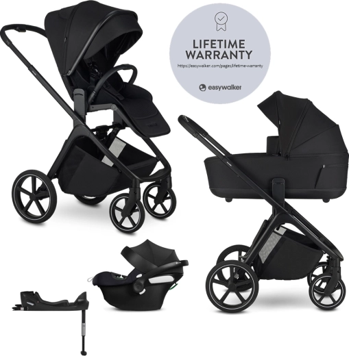Easywalker combikinderwagen Zoey pure black met autostoel CBX by CYBEX Aton B2 i-Size en basis
