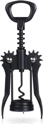 Metalen vleugelkurkentrekker voor wijn, zwart, 16 cm