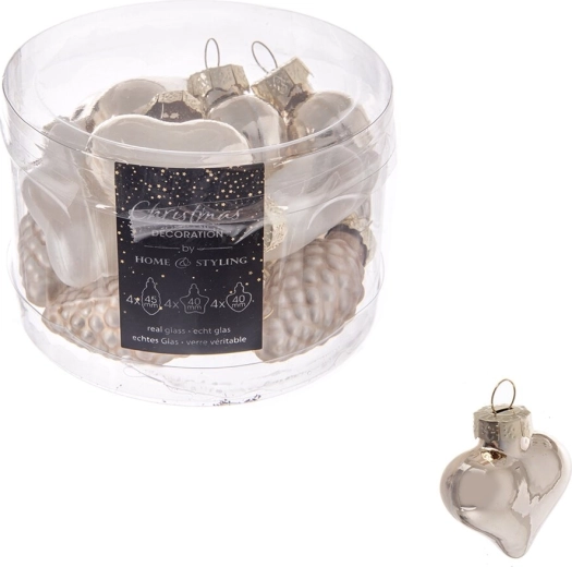 Set glazen kerstballen in goudkleur 4 cm, 12 stuks