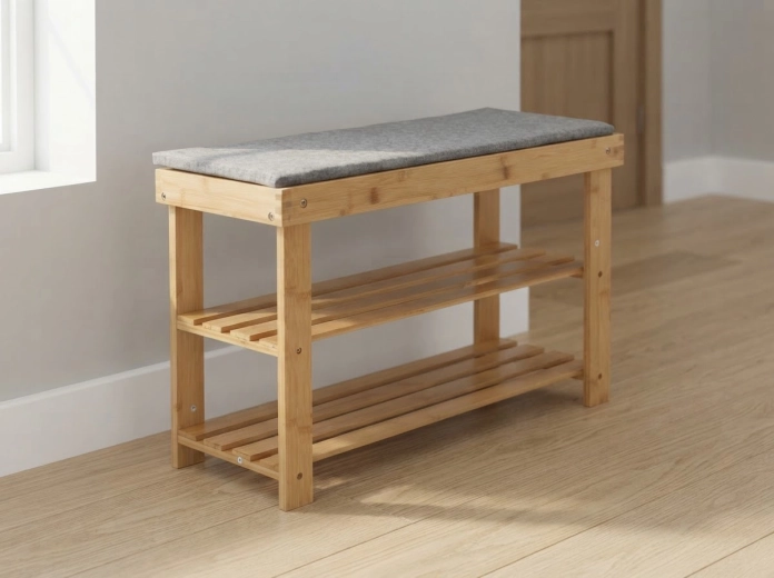 Bamboe bankje met schoenenrek 70 × 28 × 45 cm