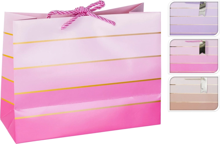 Cadeaupapieren tas 23 × 18 × 10 cm – mix van 3 kleuren