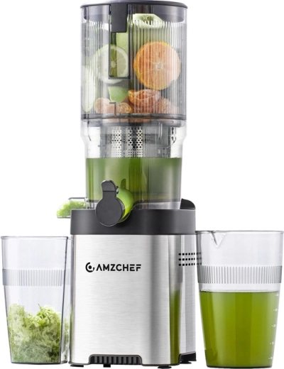 AMZCHEF slowjuicer met koudpersen en brede vulopening van 142 mm