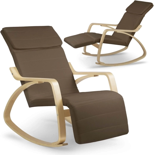 Schommelende relaxfauteuil Suzi met voetensteun – Bruin