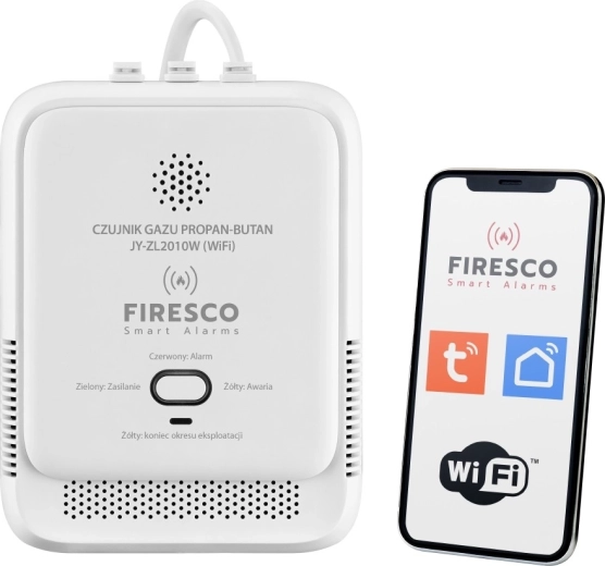 Firesco Wi‑Fi gasmelder LPG (propaan en propaan‑butaan) Tuya/Smart Life