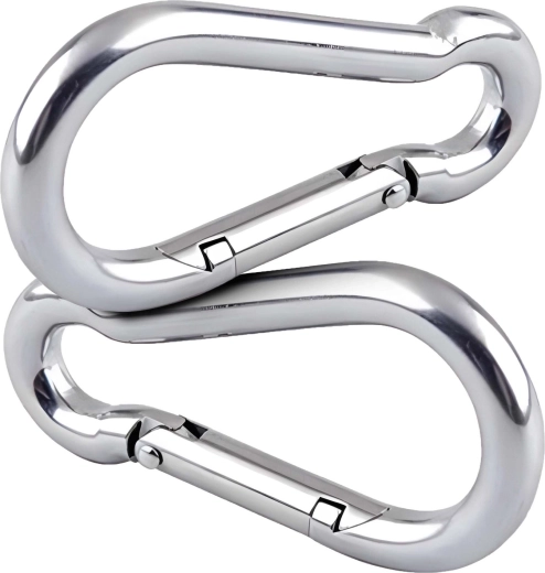 2 karabiners voor snel vastklikken aan het kabelapparaat