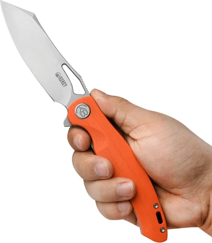 AUS-10 staal met matte bead blasted afwerking
