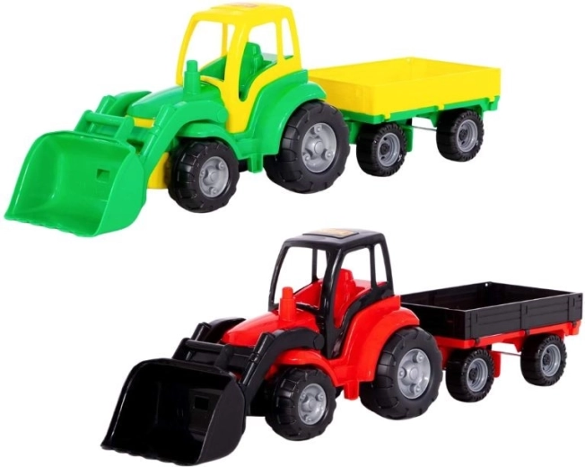 Grote plastic tractor met aanhanger en schuifblad - 1 stuk