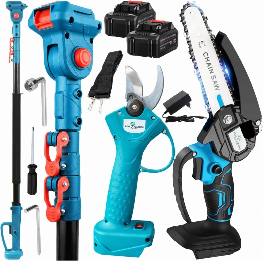 Accuset 3-in-1 (mini kettingzaag + accu-takkenschaar + telescoopverlengstuk) – pallet 48 stuks