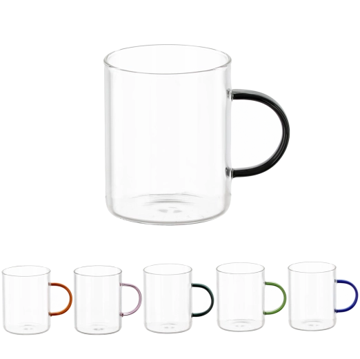 Set van 6 glazen met oor 440 ml, mix kleuren