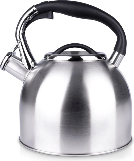 Stalen fluitketel 2 l, zilver